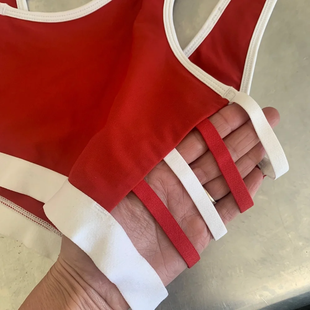 NWOT Stanford University Strappy College Sports Bra Athletic Crop Top Red White